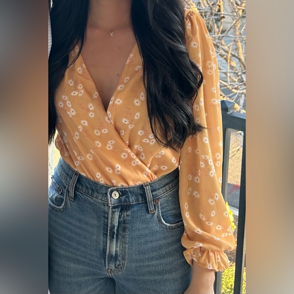 Pink Lily golden yellow floral bodysuit - Picture 2 of 16